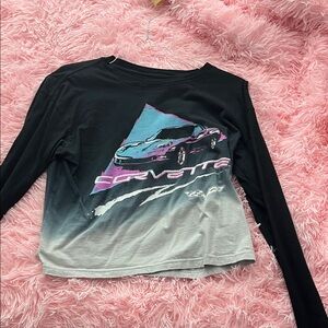 Corvette Graphic Dip-Dye Long Sleeve Tee - Black/Gray